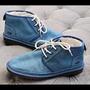 UGG 1117613 Denim Blue Fabric Lace Up Neumel Mens Warm Chukka Boots Shoes 12